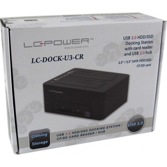 Docking Station LC-Power LC-DOCK-U3-HUB 2 x 2,5"/3,5" + Card Reader - 1 x USB 3.0