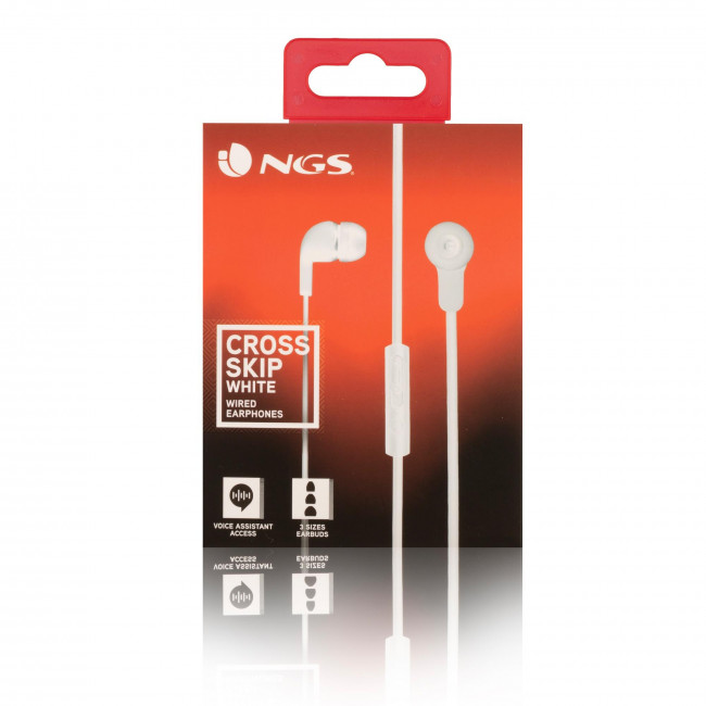 Ακουστικά Ενσύρματα NGS Cross Skip με λειτουργεία Hands Free White