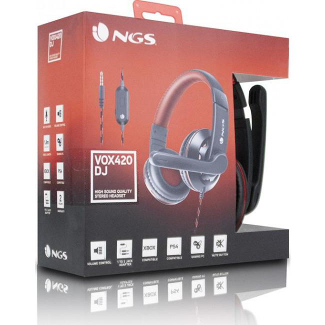 Headset Gaming NGS VOX420DJ For PC/PS4/XBOX with NCT Black/Red