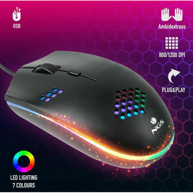 MOUSE LED GAMING NGS GMX-120 WIRED 1200dpi