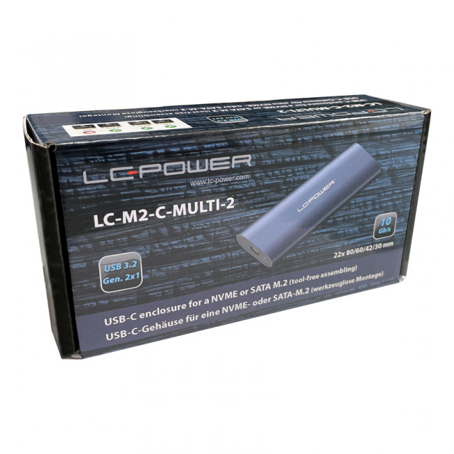 Enclosure LC-Power LC-M2-C-MULTI-2 M.2 NVMe/SATA Type C USB 3.2