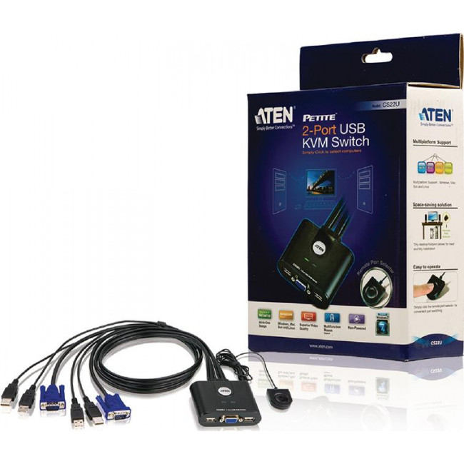 KVM ATEN 2-PORT USB SWITCH 2PC-1XP CS22U