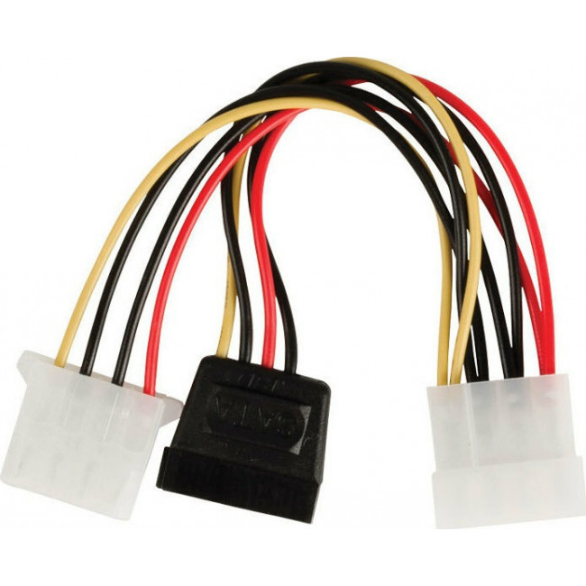 Adapter Valueline SATA to Molex Male + Molex Female 15cm