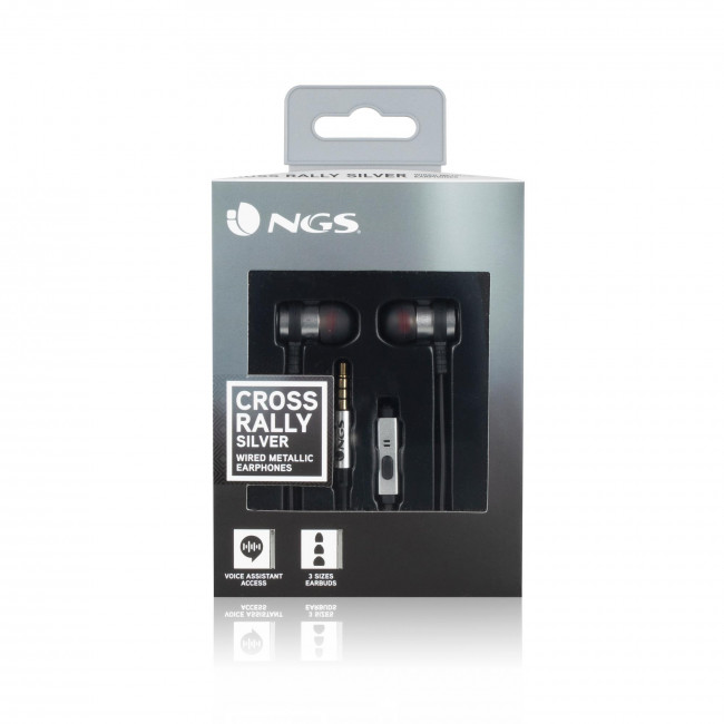 Ακουστικά Ενσύρματα NGS Cross Rally με λειτουργία Hands Free Silver