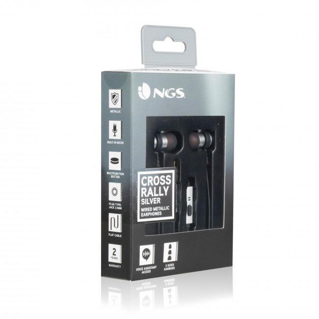 Ακουστικά Ενσύρματα NGS Cross Rally με λειτουργία Hands Free Silver
