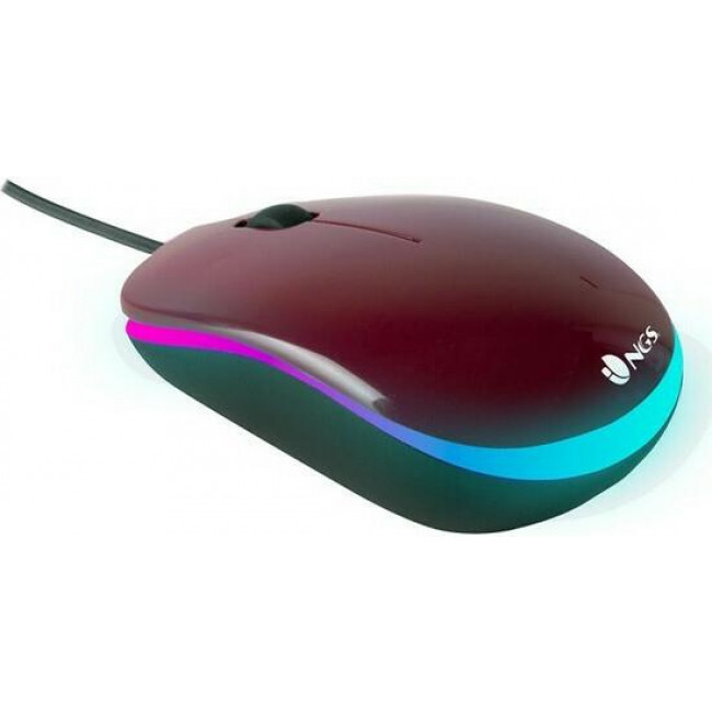 MOUSE NGS WIRED OPTICAL [ADDICT] MAROON WITH LED LIGHTS