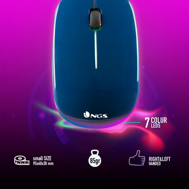 MOUSE NGS WIRED OPTICAL [ADDICT] BLUE WITH LED LIGHTS