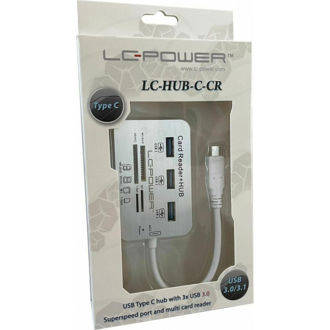 Docking Station LC-Power LC-HUB-C-CR Type C Card Reader + 3 x USB 3.0 Ports