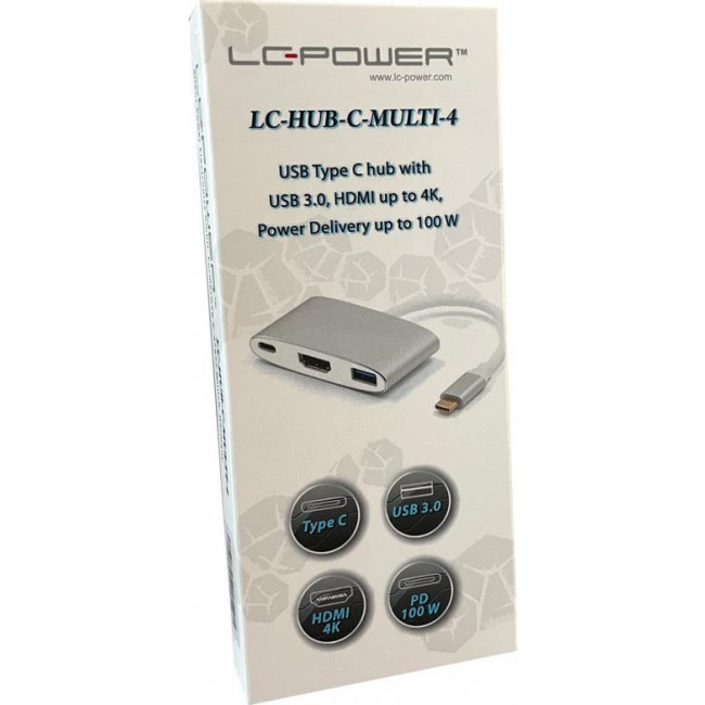 Docking Station LC-Power LC-HUB-C-MULTI-4 Type C with USB 3.0, HDMI and PD