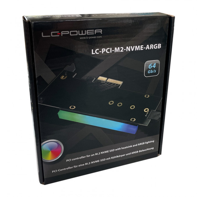 PCI-Card LC-POWER [LC-PCI-M2-NVME-ARGB] M.2 NVME SSD with heatsink & ARGB lighting