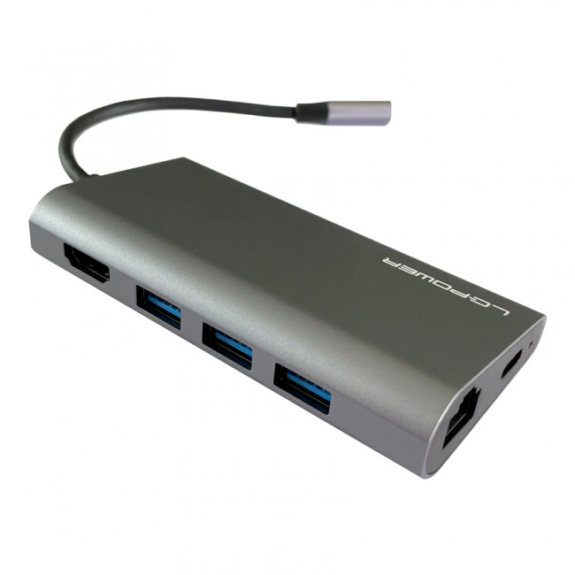 Docking Station LC-Power LC-HUB-C-MULTI-5 Type C with Card Reader,  PD, RJ45 & HDMI