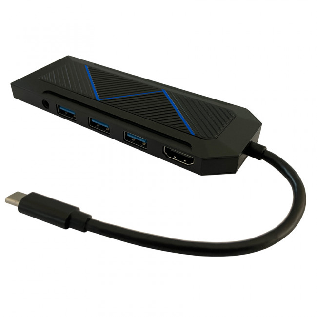 Docking Station LC-Power LC-HUB-C-MULTI-6-RGB Type C with Card Reader, PD, RJ45 & HDMI