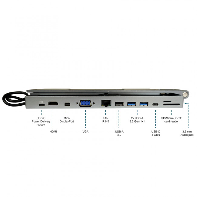 Docking Station LC-Power LC-HUB-C-MULTI-STAND Notebook Holder with Multi-Hub