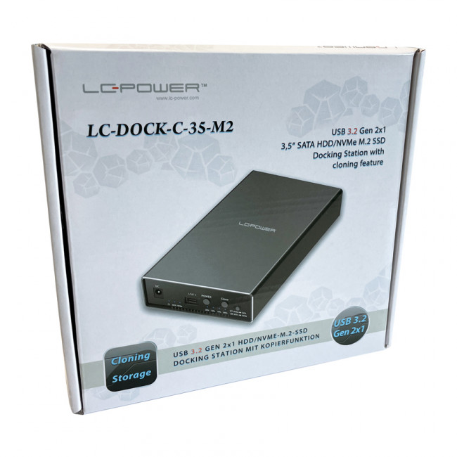 Enclosure LC-Power LC-DOCK-C-35-M2 3,5" 1 x SATA HDD & 1 x NVMe M.2 SSD USB 3.2