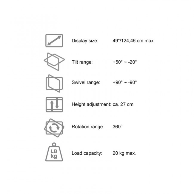 Monitor Arm Lc-Power LC-EQ-A49B for monitors up to 49"/124,46 cm