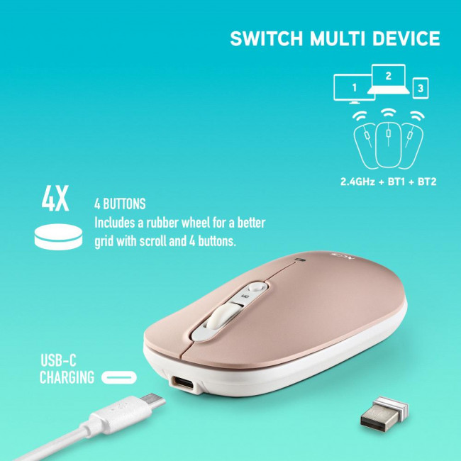 Mouse NGS Shell RB Multimode Rechargable Silent Wireless Black