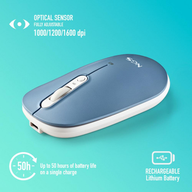 Mouse NGS Shell RB Multimode Rechargable Silent Wireless Black