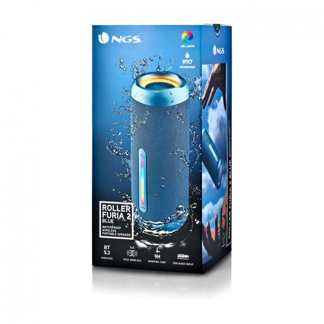 Bluetooth Speaker NGS Roller Furia 2 30W IPX7 HF/FM/USB/TF/AUX IN/9H TWS Black