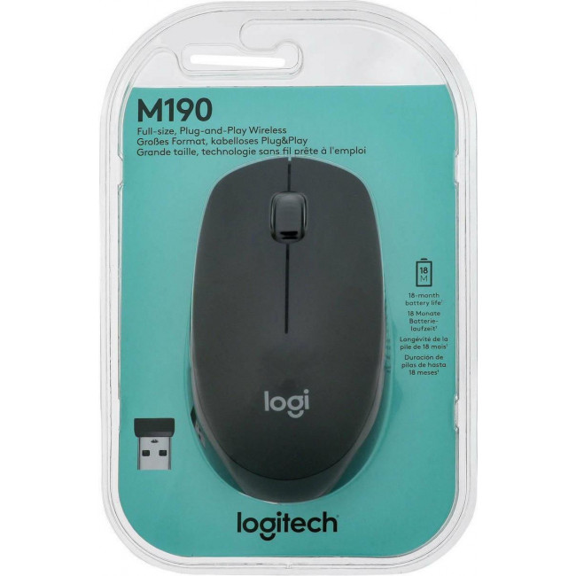 MOUSE LOGITECH M190 WIRELESS CHARCOAL