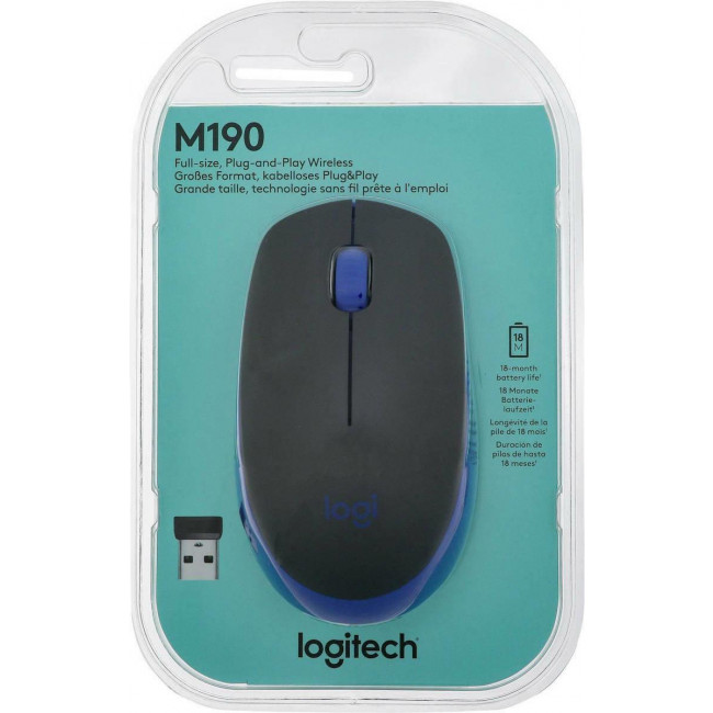 MOUSE LOGITECH M190 WIRELESS BLUE