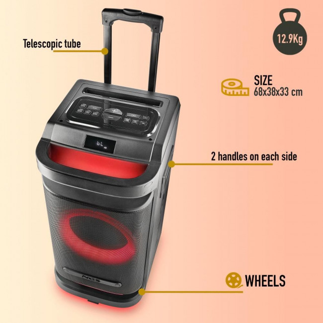 Bluetooth Speaker NGS Wild Space 1 180W  1 * 10" Woofer USB/BT(TWS)/AUX