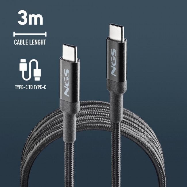 Καλώδιο Φόρτισης NGS KNOT 100W-3 – 3 Μέτρα / USB-C σε USB-C / 100W PD
