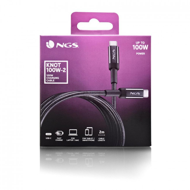 Καλώδιο Φόρτισης NGS KNOT 100W-2 – 2 Μέτρα / USB-C σε USB-C / 100W PD