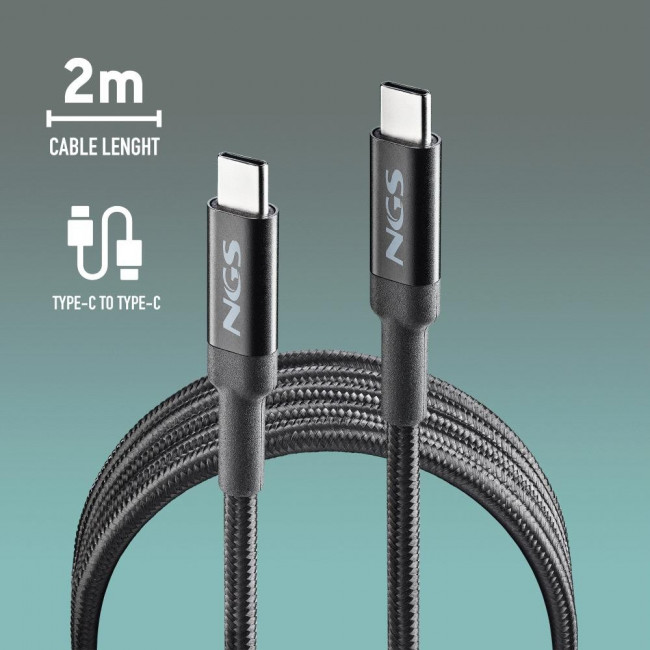 Καλώδιο Φόρτισης NGS KNOT 100W-2 – 2 Μέτρα / USB-C σε USB-C / 100W PD