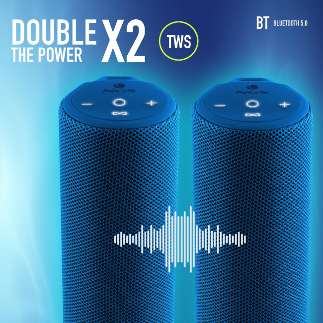 Bluetooth Speaker NGS [ROLLER REEF] 20W IP67 WATERPROOF TWS/AUX IN 20h BATTERY Blue