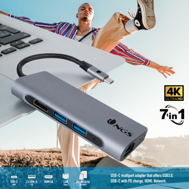 ADAPTER NGS [WONDERDOCK7] 7 σε 1 USB-C Multi-port