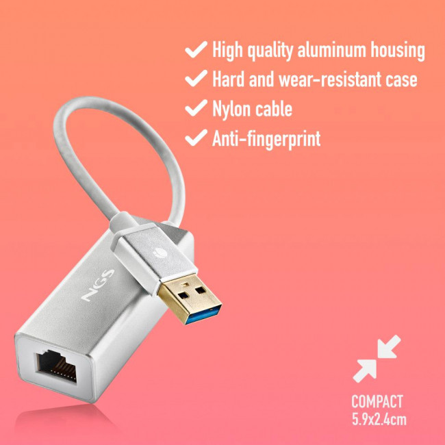 Adapter NGS [HACKER 3.0] USB 3.0 to Ethernet 1Gbps 15cm