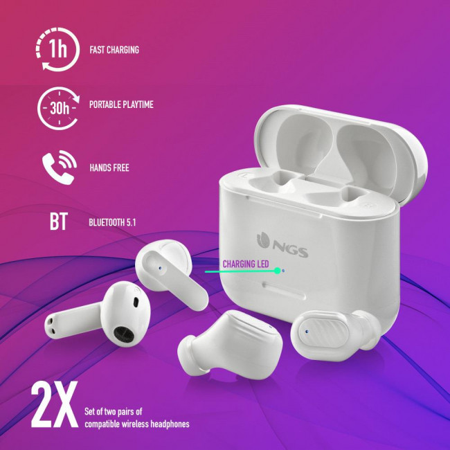Handsfree Bluetooth NGS Artica Duo White