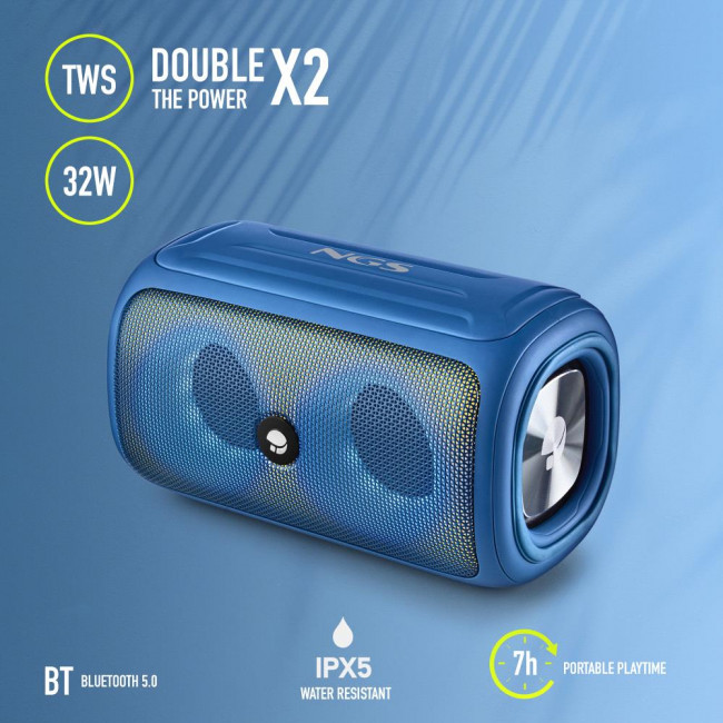Bluetooth Speaker NGS [ROLLER BEAST] 32W Waterproof Azzure