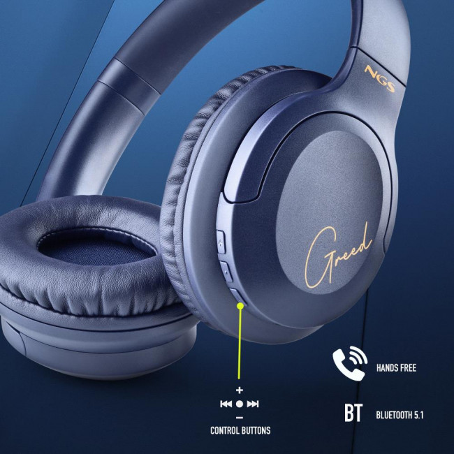 Ακουστικά Bluetooth NGS Artica Greed με λειτουργία Hands Free Blue