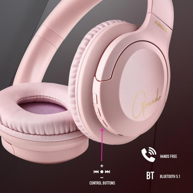 Ακουστικά Bluetooth NGS Artica Greed με λειτουργεία Hands Free Pink