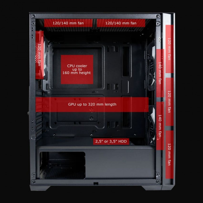 Case LC-Power Gaming 717B Meshwork L Midi ARGB Tempered Glass