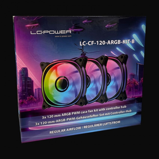 Case Fans LC-Power LC-CF-120-ARGB-KIT-B * 3 with Controller Black