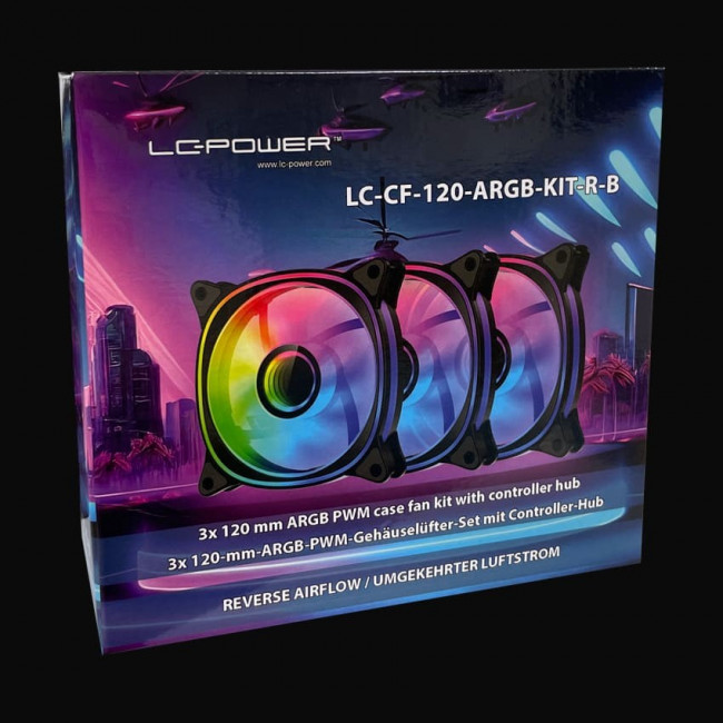 Case Fans LC-Power LC-CF-120-ARGB-KIT-R-B * 3 Reversed with Controller Black