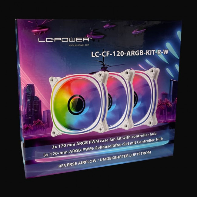 Case Fans LC-Power LC-CF-120-ARGB-KIT-R-W * 3 Reversed with Controller White