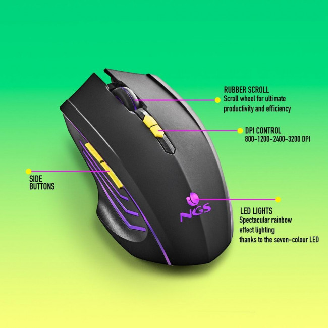 MOUSE LED GAMING NGS GMX-200 WLESS 3200dpi 300mAh 2.4G