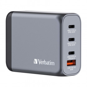 Φορτιστής Verbatim GNC-100 GaN 100W 2 x USB-C® PD 100W / 1 x USB-C® PD 65W / 1 x USB-A QC 3.0 (EU/UK/US)