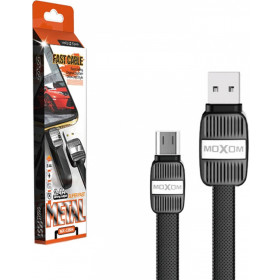 Καλώδιο Flat USB 2.0 to micro USB MOXOM MX-CB04 Μαύρο 1m