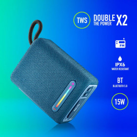 Bluetooth Speaker NGS Roller Furia 1 15W IPX6 HF/FM/USB/TF/AUX IN/9H TWS Blue