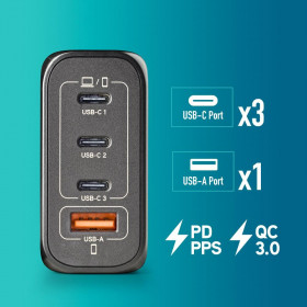Φορτιστής NGS BUD 140W USB-C + USB-A Φορτιστής Τοίχου | GaN Power Adapter για Laptop/Tablet/Smartphone