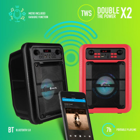 Bluetooth Speaker NGS [ROLLER LINGO] 20W PORTABLE TWS USB/TF/AUX IN -WITH MIC Red