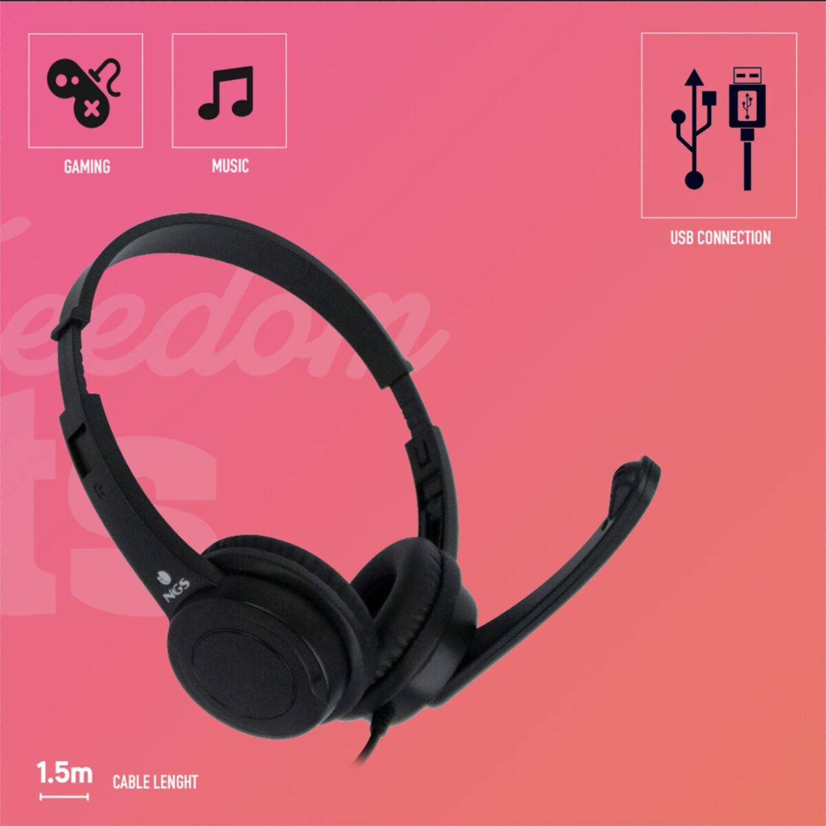 HEADSET NGS [VOX505] USB STEREO with VOLUME CONTROL - Image 4