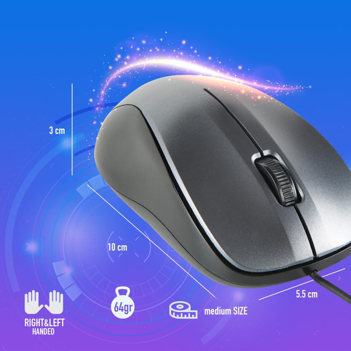 MOUSE NGS USB OPTICAL1200dpi [CREW] GRAY - Image 4