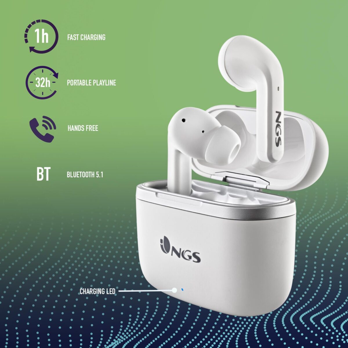 EARPHONE BT NGS [ARTICA CROWN] WHITE TWS - Image 3
