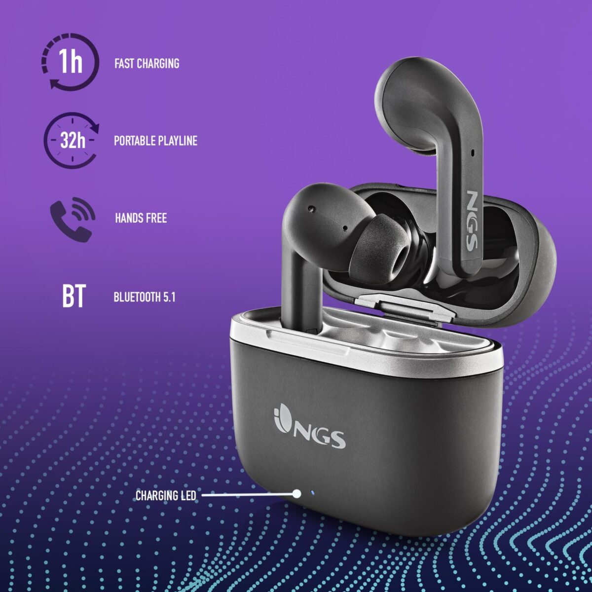 EARPHONE BT NGS [ARTICA CROWN] BLACK TWS - Image 3