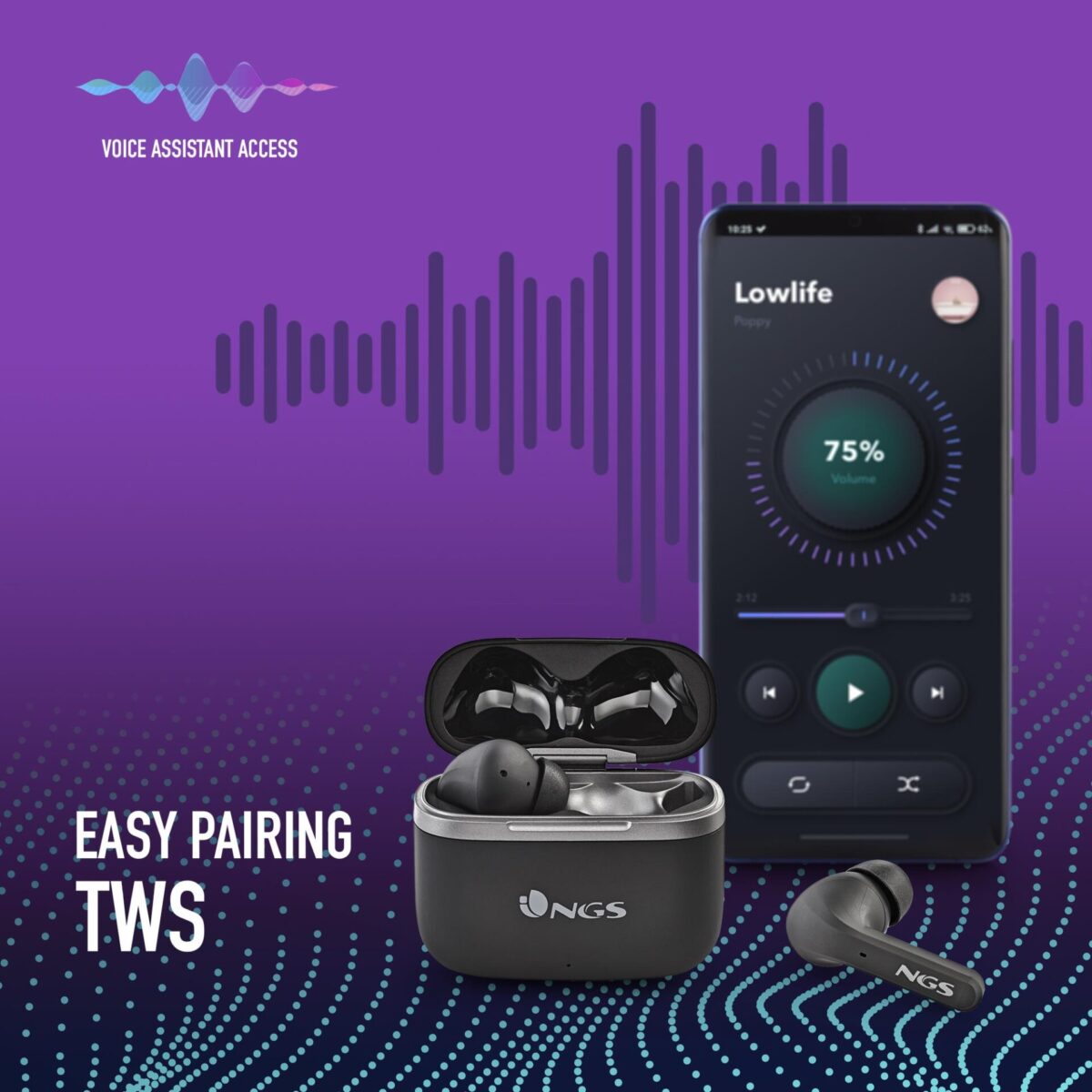 EARPHONE BT NGS [ARTICA CROWN] BLACK TWS - Image 5